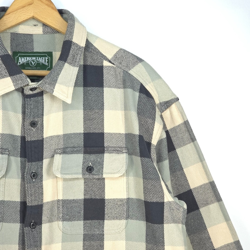 American Eagle Plaid Shacket Mens XL Button Up Barn Shirt Chore Outdoor Gorpcore - Picture 12 of 16